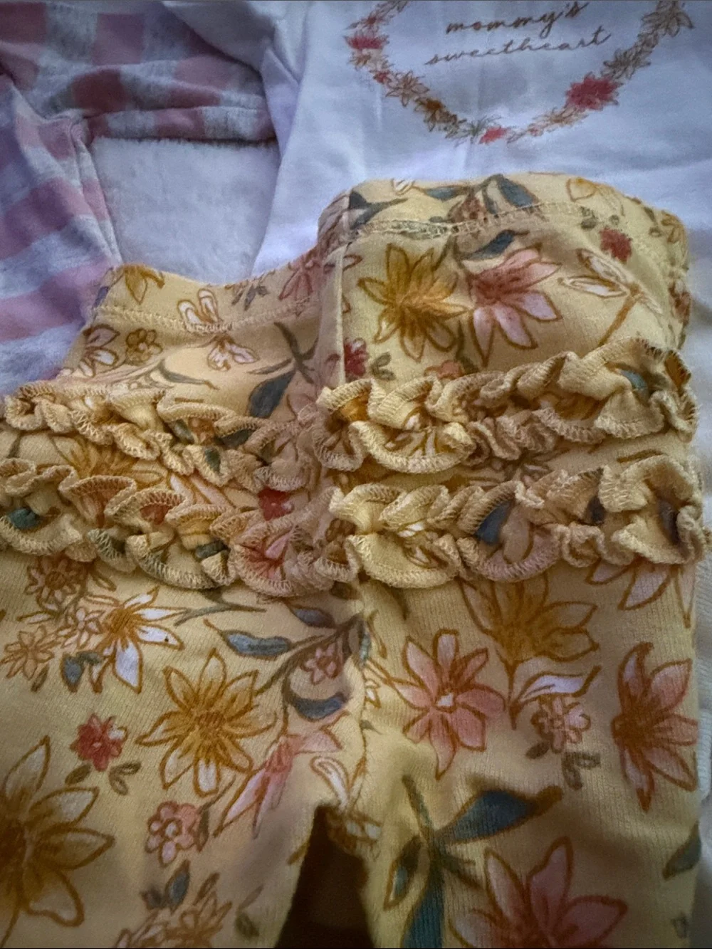 Carter's Pink & Gray Stripe Onesie Set  & Yellow Floral & Mommy’s Sweetheart Set